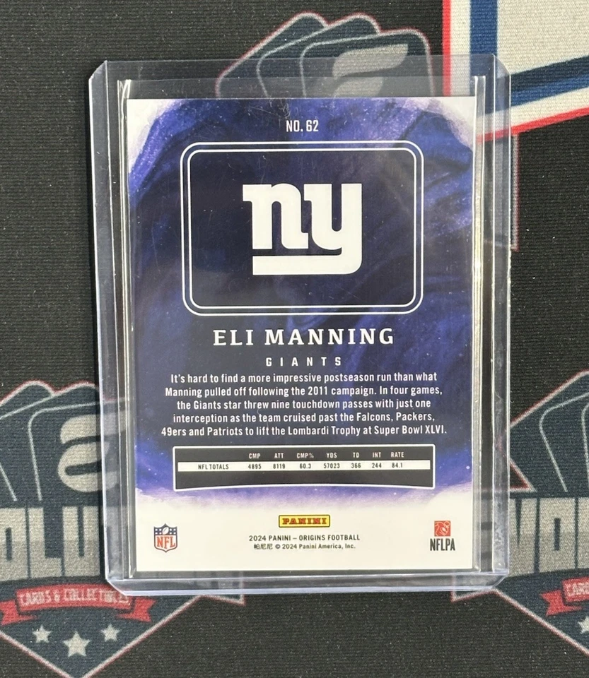 2024 Panini Origins Eli Manning /125 Orange Parallel #62 NY Giants 2-TIME SB MVP - Image 2 of 2