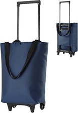 Foldable Shopping Trolley with Wheels - 2 in 1 Reusable Grocery Tote Bag, Dar...