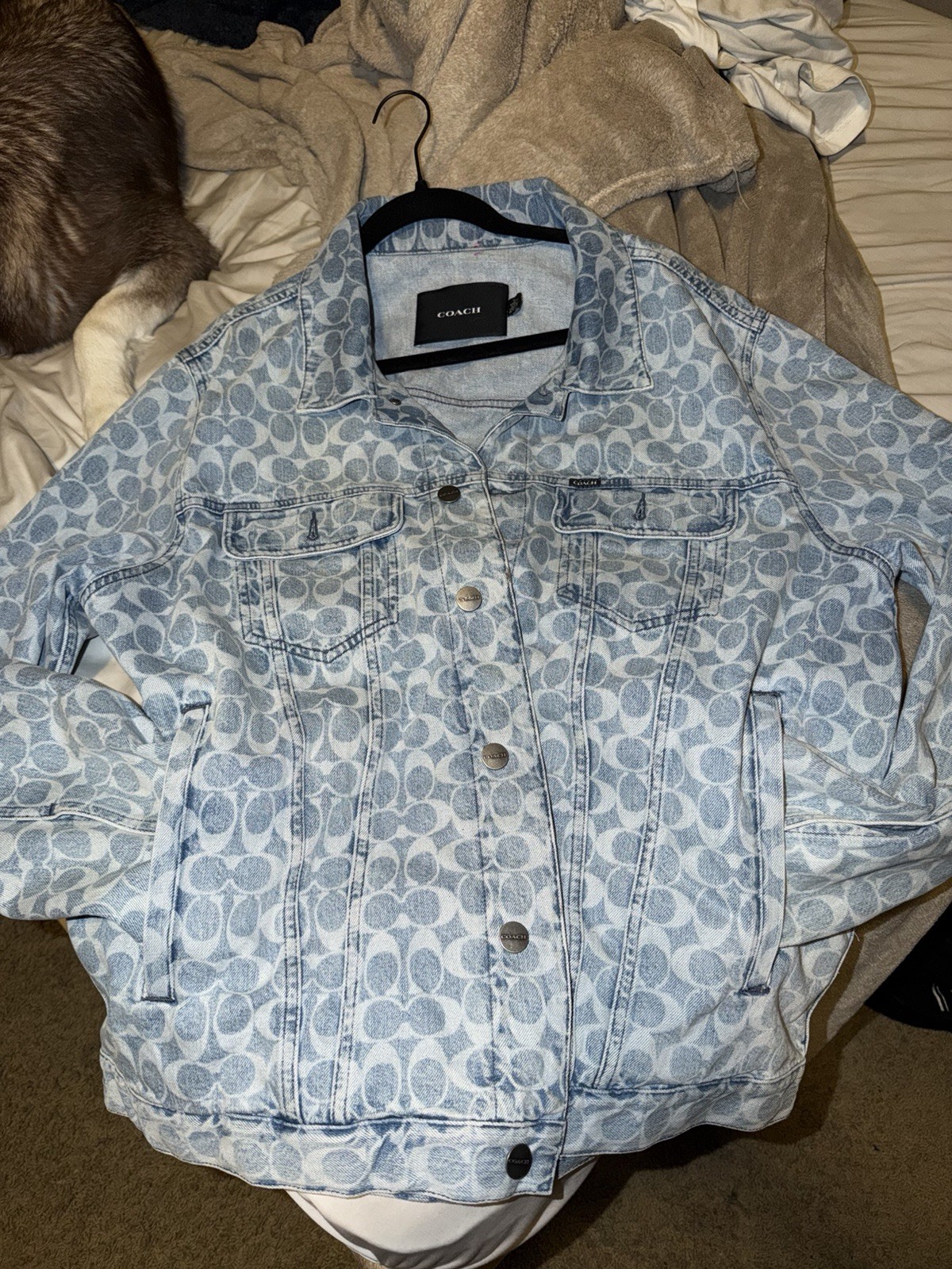 Xl Blue Logo Button Pockets Designer Men's Casual