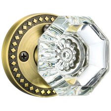 Glass Door Knobs with Lock, Antique Brass Crystal Door Knobs Interior for Pri...
