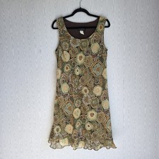 Vtg 90s Connected Womens 12P Dress Sheath Bias Cut Chiffon Retro Boho Abstract