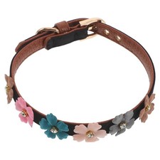Small Dog Collar with Flower - Adjustable Floral Puppy Collars - Cute Dog Bow