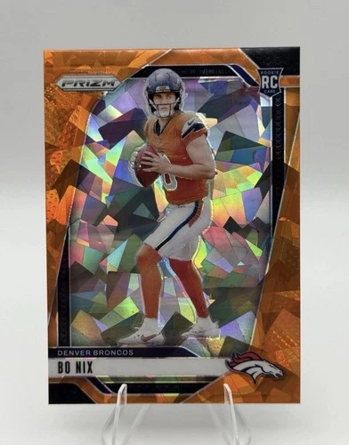 2024 Panini Prizm Bo Nix Orange Cracked Ice Prizm Rookie Card #309 Broncos RC