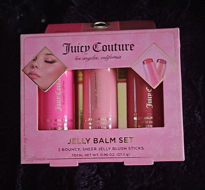 Juicy Couture Jelly Balm Set 3 Sheer Hydrating Blush Sticks Hibiscus 0.96oz