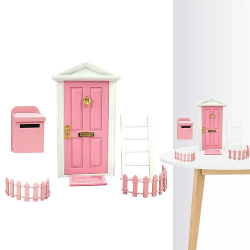 Miniatur Feentür Set mit Leiter, Zaun und Briefkasten für Gartendeko - Bild 3 von 10