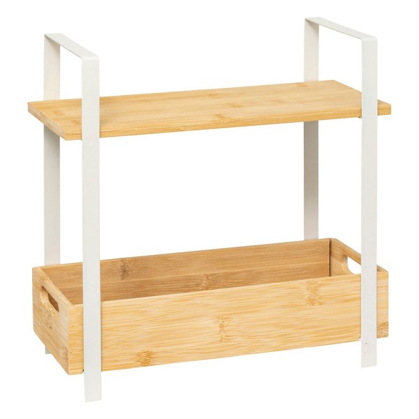 Regal Organizer 30X14X30Cm Standregal Bambus Metall Weiß Braun KüChe Deko-image