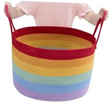 Large Blanket Basket 20.1" x 12.6" , Cotton Rope Basket for Storage,