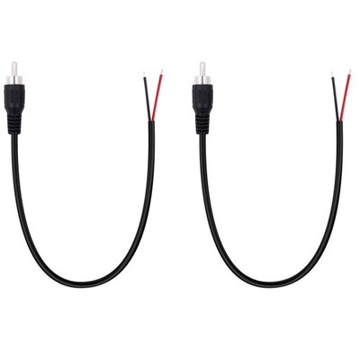 2-Pack RCA Plug to Speaker Wire Bare Wire Pigtail Connector Adapter Repair Au...