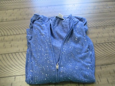 Womens zip up hoodie blue silver specks C.D. Daniels plus size 1X