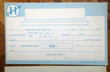Hammarlund Unused QSL Card