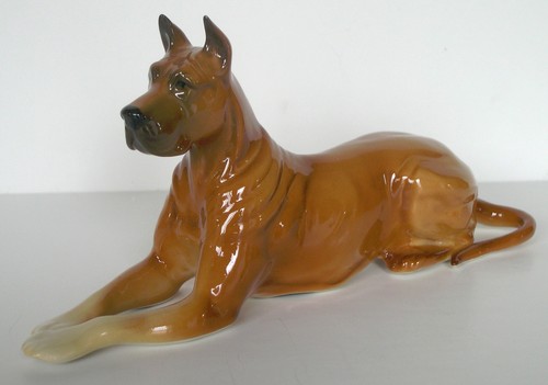 PORCELAIN Figurine DOG GREAT DANE TAN.RARE.UNIQUE.Simply perfect.Hand Painted - Picture 2 of 2