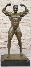 BRONZE STATUE MALE NUDE GAY INTEREST BODYBUILDER MUSCULAR ART DECO