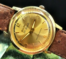 Vintage BULOVA 30J Automatic 1960's Retro Men's Watch W/ Superb Gold Dial !!