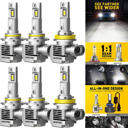 6X Combo 9006 H11 9005 LED Headlight + Fog Bulbs Light Low High Beam White USA