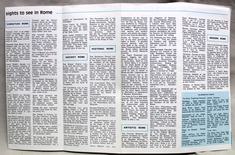 Guía de folletos de Air France Airlines de Roma Italia 1965 viajes de aviación de colección Foto 3 de 4