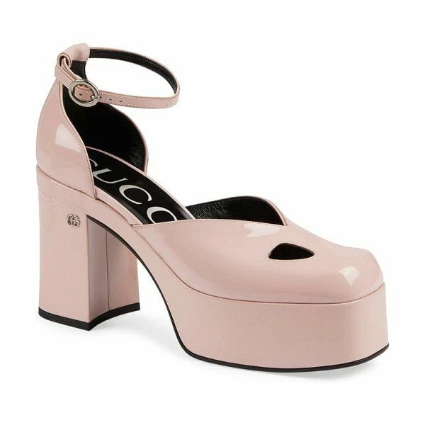 GUCCI Marvin Cutout Pink Patent Leather Platform Pumps Shoes Women s Size 10 NEW