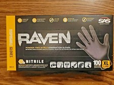 SAS Raven 7-Mil Powder-Free Nitrile Disposable Exam Gloves 100pk X-Large #66519