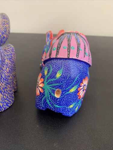 Oaxaca Oaxacan Holzschnitzerei Sammlung Skulpturen Lot Tiere Künstler bemalt - Bild 9 von 23