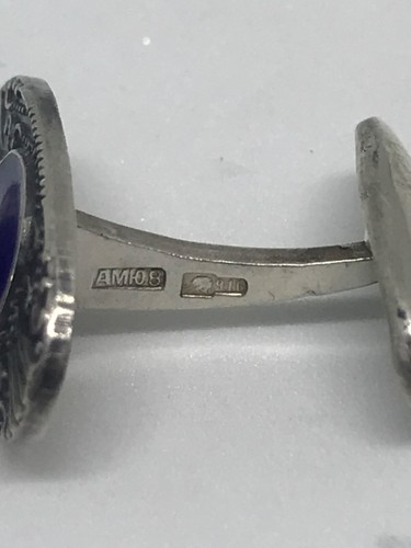 USSR Soviet Enamel Sterling Silver 916 Head Vintage Cufflinks Rare Jewelry - Picture 2 of 7