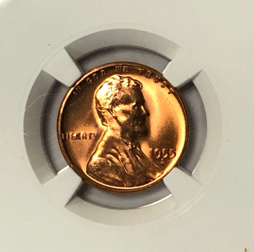 MINT ERROR OBVERSE DIE CHIP 1955 S Lincoln Wheat Cent 1C MS67 RD NGC High Grade! - Picture 5 of 6