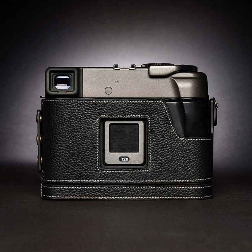 Funda de media cámara de cuero genuino hecha a mano para MAMIYA 7ii 6MF Foto 4 de 4