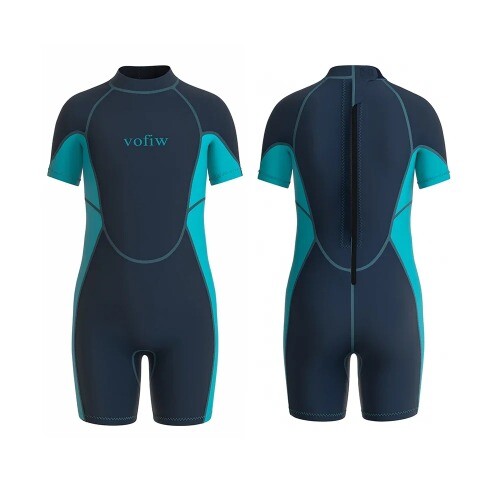 Children's 3MM Neoprene Shorty Wetsuit Back Zipper Snorkeling Swimming Suit S - Bild 5 von 15