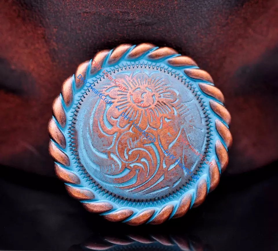 10X Western Tow-tone Copper Flower Rope Side Leathercraft Saddle Conchos 1-1/4" - Image 2 of 4