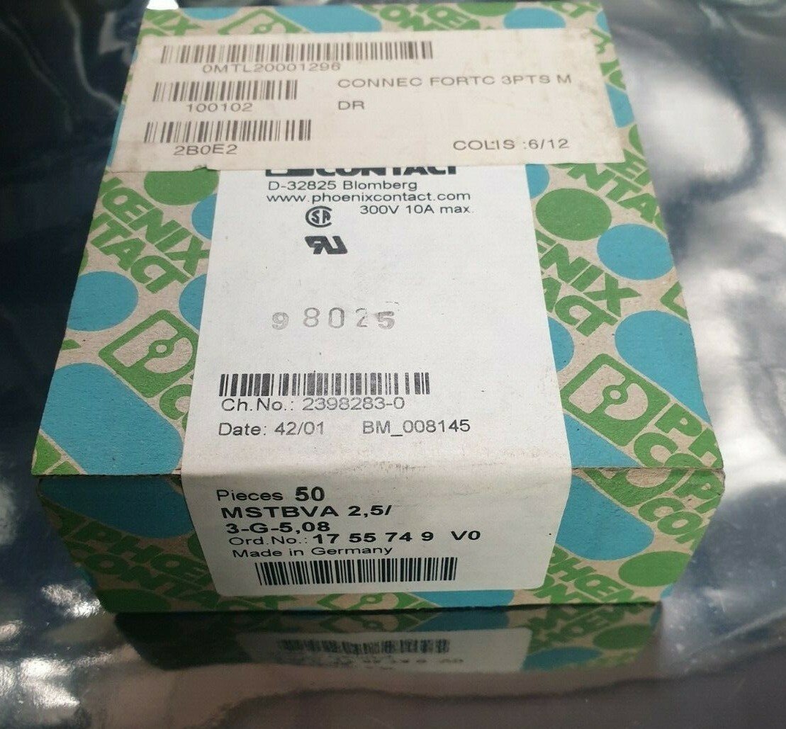 50 PCS OF PHOENIX CONTACT 1755749 MSTBVA 2.5/ 3-G-5.08 Base Strip ( (IN36S3B2))