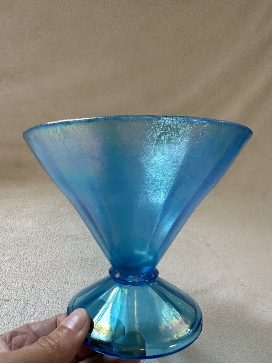 Fenton Art Glass #736 Celeste Blue Iridescent Stretch Glass