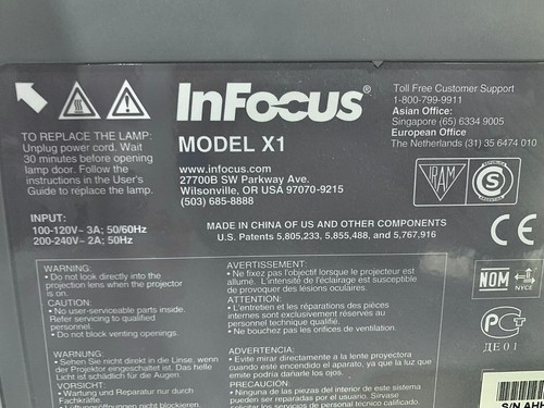 InFocus Model X1 Projector - Used - Picture 7 of 9