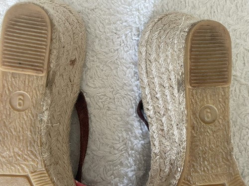 J Crew Espadrille Keilabsatz Sandalen Knöchelriemen offene Zehenpartie rosa Tupfen Gr. 6 - Bild 10 von 13