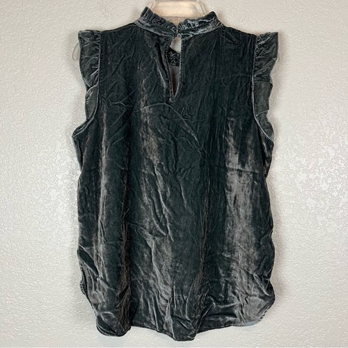 LOFT grau grün Samt hochgeschlossen Rüschen ärmellos Shell Top Größe Small neu mit Etikett - Bild 5 von 8