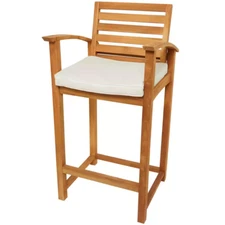 Litton Lane Bar Stool 45" Folding Durable Teak Outdoor Natural Finish (Set of 2)