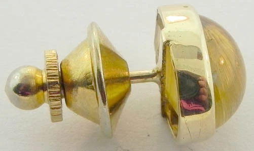 PARA HOMBRES ORO AMARILLO 18K OJO DE GATO BERILO DORADO TIE TACK Foto 2 de 3