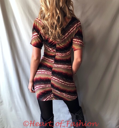 Mini Vestido Para Mujer Borgoña Bodycon Elastizado Collar Acanalado Dolman L - Imagen 6 de 6