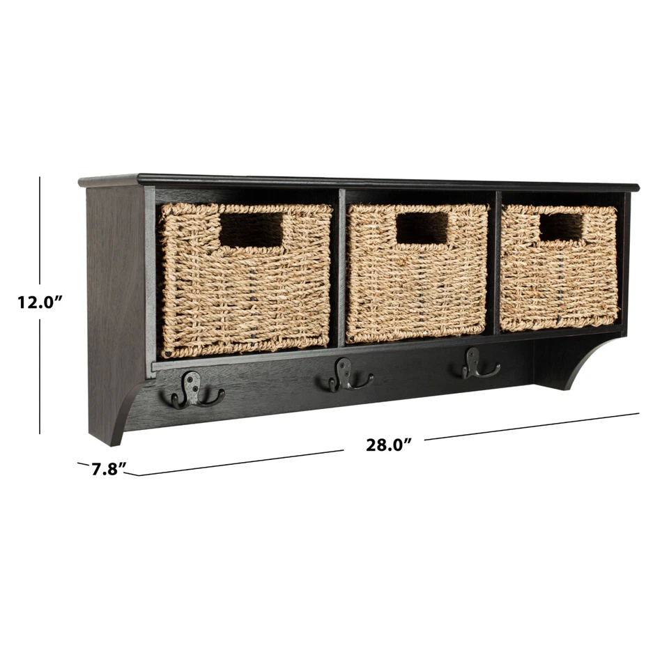 SAFAVIEH Finley Hanging 3 Basket Wall Rack | Black | - Image 4 of 4