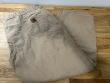 VINTAGE Carhartt Pants Adult 50 X 30 Tan Carpenter USA UNION MADE B11 SDL Mens