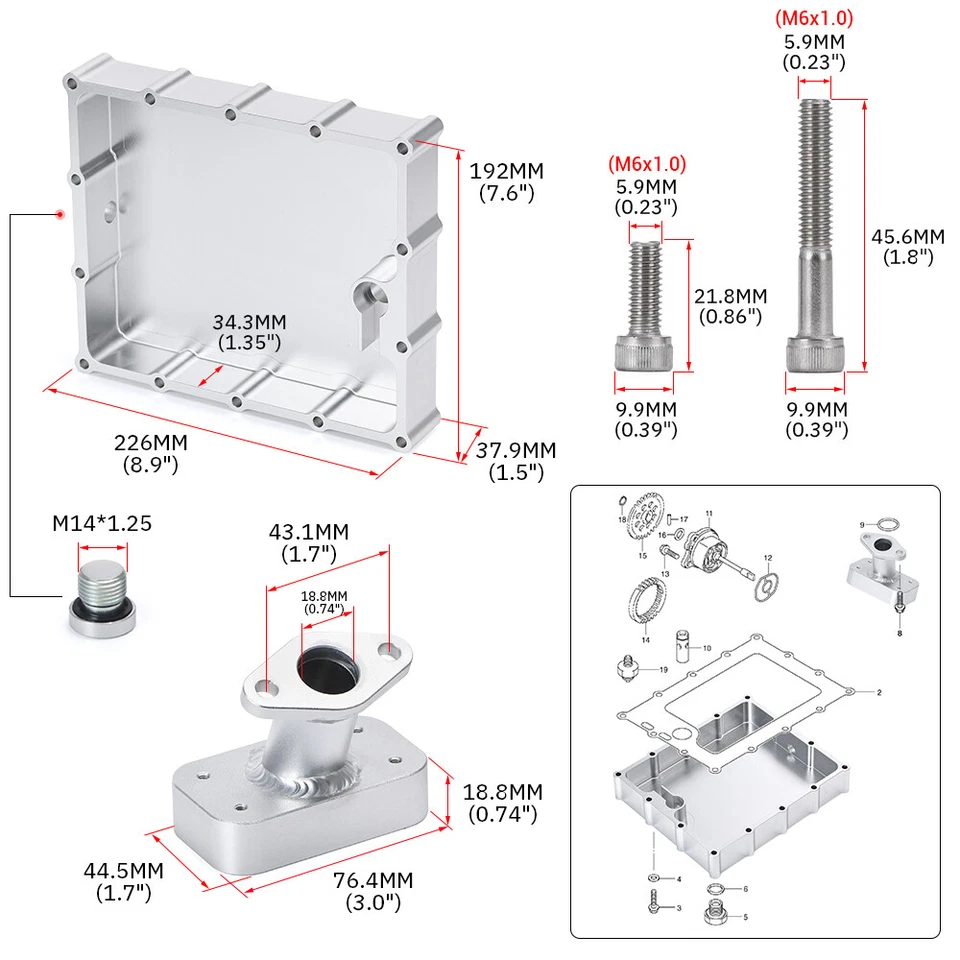 1.35" Thin Billet Aluminum Oil Pan W/ Low Pick Up For Suzuki GSXR1000 2001-2006 - Изображение 3 из 4