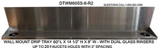 SS Draft Beer Wall Mt Drip Tray 60" L - w/ dual rinsers- drain # DTWM60SS-8-R2