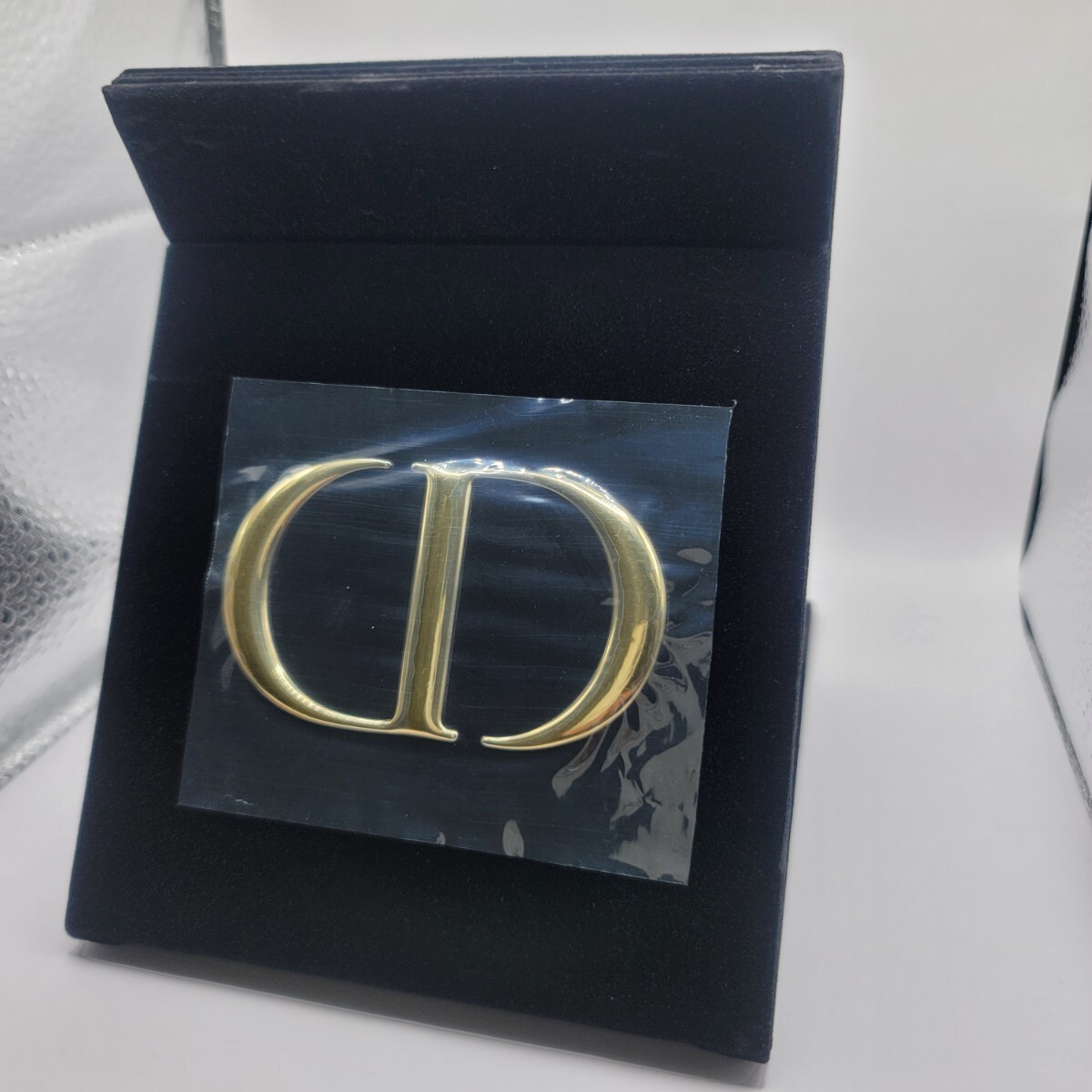 Christian Dior Foldable Mirror Black Gold Logo Velour