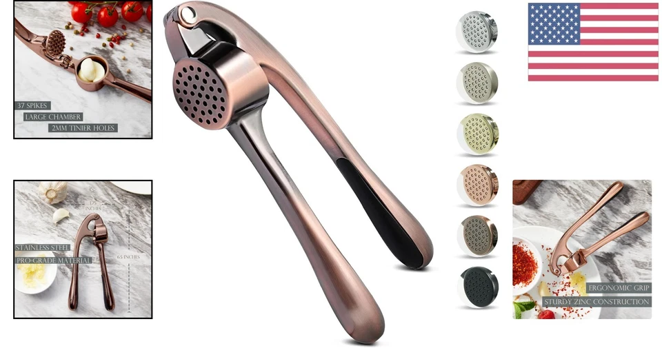 Premium Copper Garlic Press - Efficient, Easy to Clean, Lifetime Guarantee - Image 2 of 4