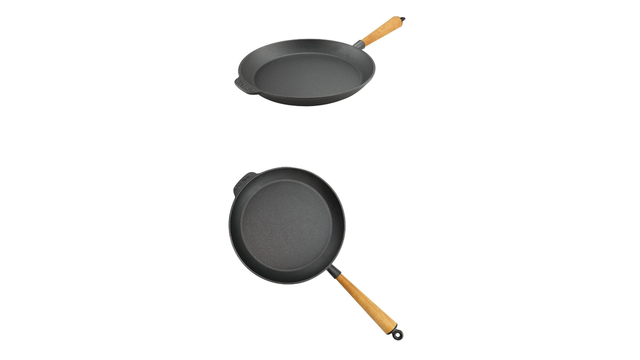 Carl Victor Pre-Seasoned Cast Iron Aebleskiver Pan 7-Hole Stainless Steel Handle Induction Carl Victor Pre-Seasoned Cast Iron Aebleskiver Pan 7-Hole Stainless Steel Handle Induction