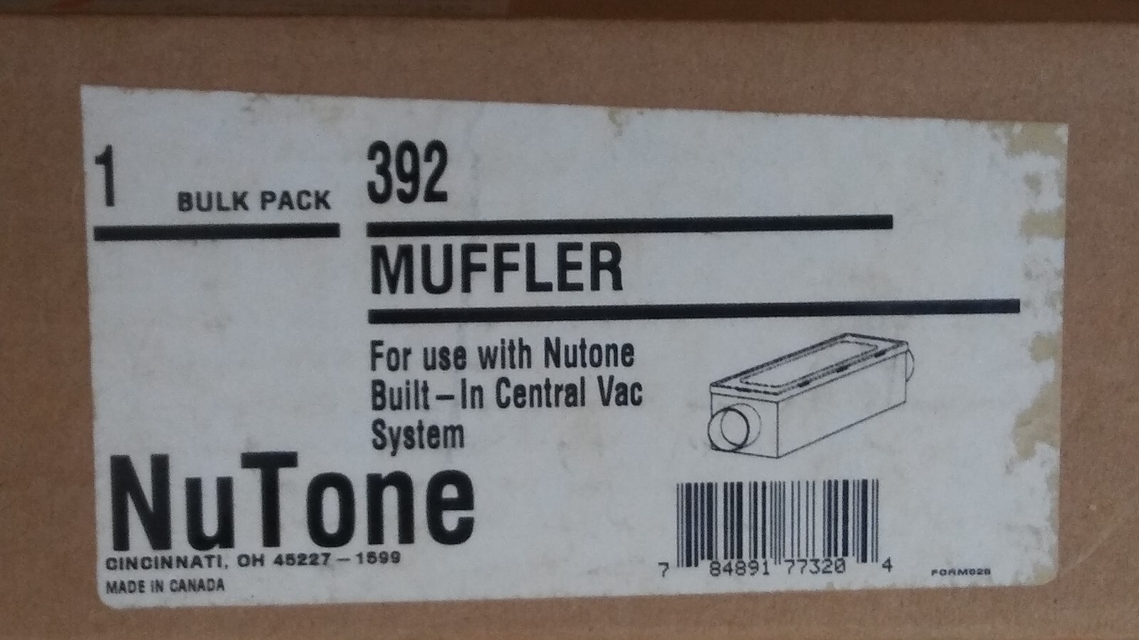 Nutone 392 Central Vacuum System Muffler 784891773204 eBay