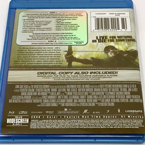 Rambo (2008) Bluray 2 Disc Special Edition Widescreen Stallone Action Lionsgate - Picture 2 of 5