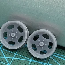 2) 3D Printed Slot Mag Race FRT WHEELS US INDY W Backs 1/24 LBR Model Parts