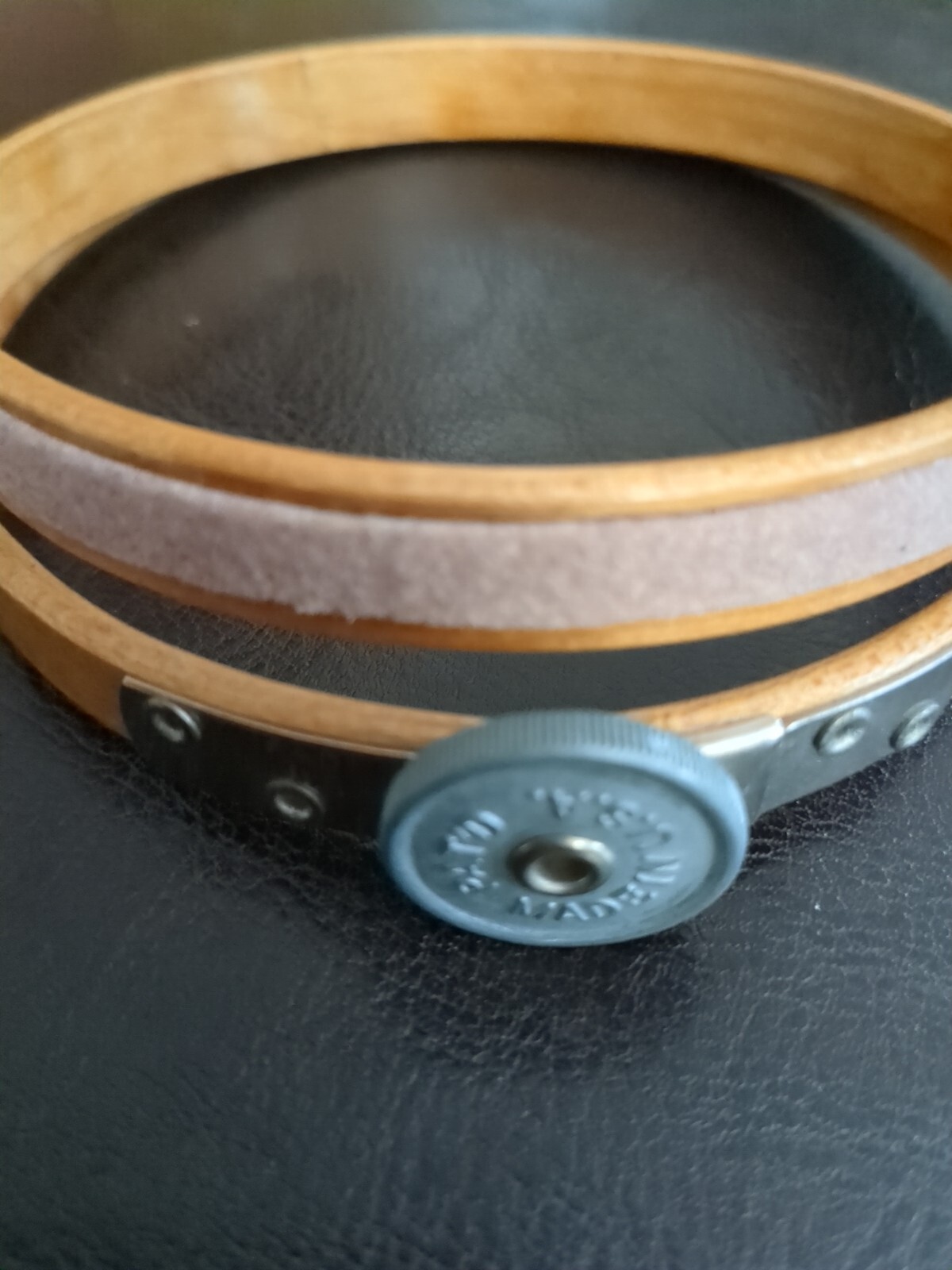 Antique 4" Wooden QUEEN Embroidery Hoop with Tension Wheel Felt Lined eBay