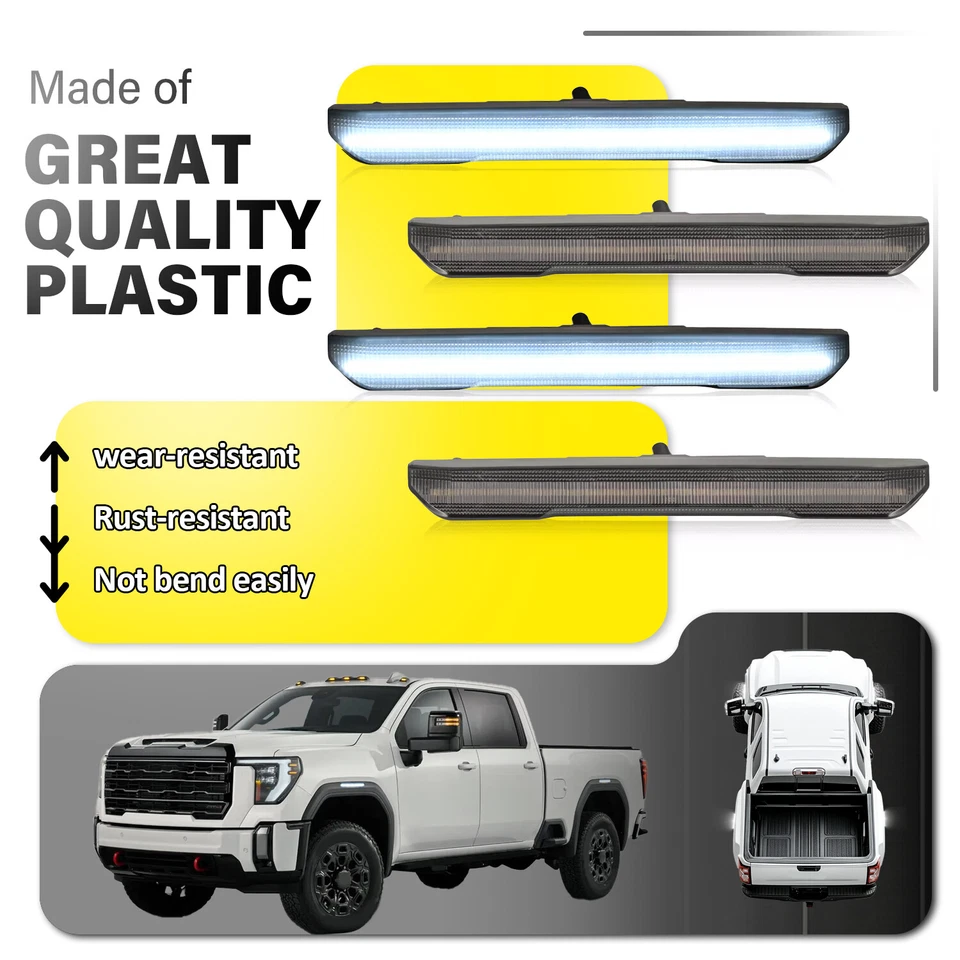 For GMC Sierra 2500HD 3500HD Canyon 20-23 24 LED Fender Side Marker Lights White - Imagem 4 de 4