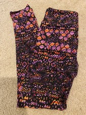 Lularoe Leggings OS / Block MULTICOLORED Geometric Graphic Black Stripes Overlay