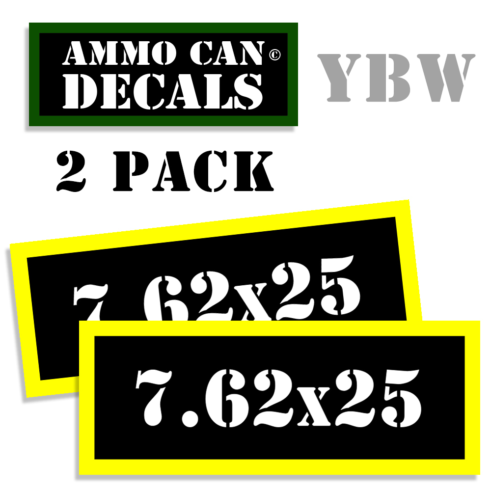 Enhance your ammo with 7.62x25 label decals, 2-pack, 3”x1.15”, BLYW