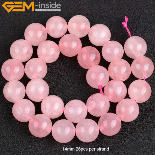 Natural Gemstone Pink Rose Quartz Round Loose Beads For Jewelry Making 15" DIY - Picture 24 of 43